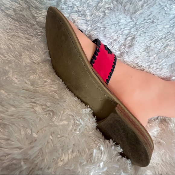 Jack Rogers sandals thongs flip flops Lisa 8.5 leather bright hot pink navy blue - Picture 12 of 15